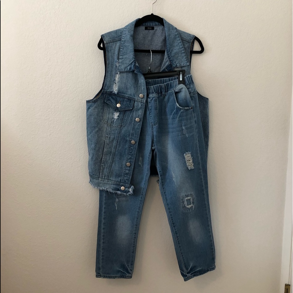 Jean vest and mom jean combo